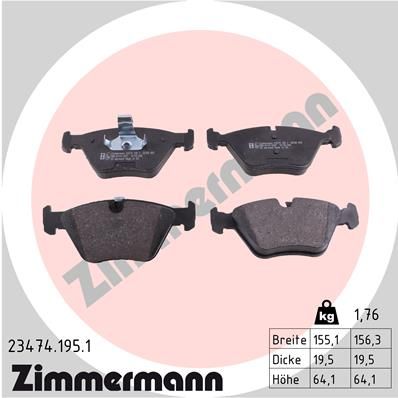 234741951 ZIMMERMANN Комплект тормозных колодок, дисковый тормоз