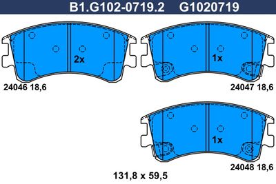 B1G10207192 GALFER Комплект тормозных колодок, дисковый тормоз