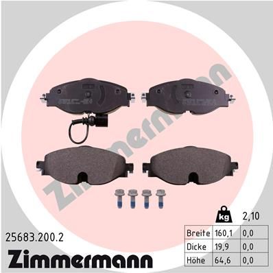 256832002 ZIMMERMANN Комплект тормозных колодок, дисковый тормоз