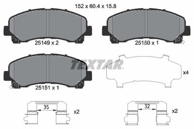 2514901 TEXTAR Комплект тормозных колодок, дисковый тормоз