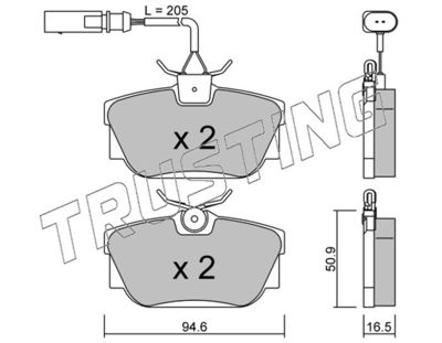3552 TRUSTING Комплект тормозных колодок, дисковый тормоз