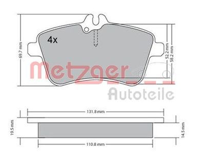 1170083 METZGER Комплект тормозных колодок, дисковый тормоз