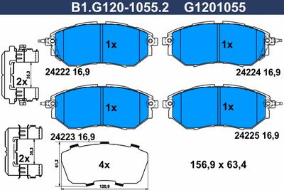 B1G12010552 GALFER Комплект тормозных колодок, дисковый тормоз