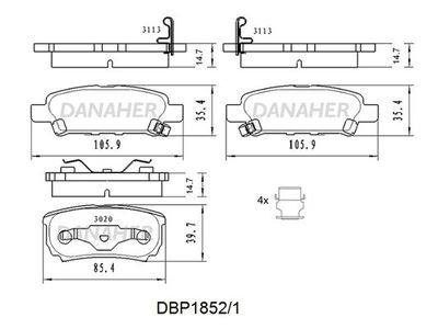 DBP18521 DANAHER Комплект тормозных колодок, дисковый тормоз