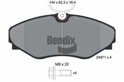 BPD2210 BENDIX Braking Комплект тормозных колодок, дисковый тормоз