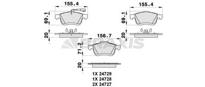 AB0299 BRAXIS Комплект тормозных колодок, дисковый тормоз