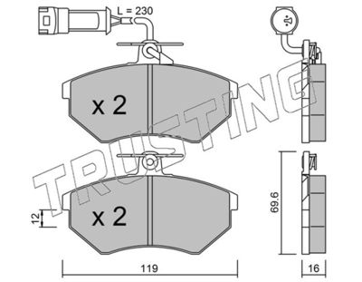 0524 TRUSTING Комплект тормозных колодок, дисковый тормоз