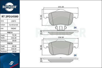 RT2PD14580 ROTINGER Комплект тормозных колодок, дисковый тормоз