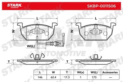 SKBP0011506 Stark Комплект тормозных колодок, дисковый тормоз