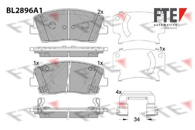 BL2896A1 FTE Комплект тормозных колодок, дисковый тормоз