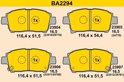 BA2294 BARUM Комплект тормозных колодок, дисковый тормоз