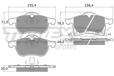 TX1222 TOMEX Brakes Комплект тормозных колодок, дисковый тормоз