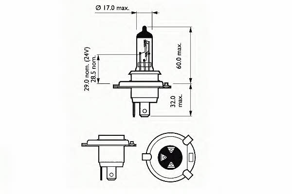  Лампа галогенная H4 12V 6055W 202792 SCT 202792