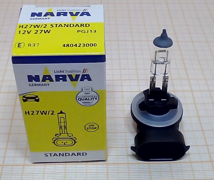  Лампа галогенная Narva Standard H27W2 12V 27W 480423000 Narva 480423000