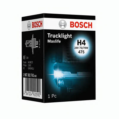  Лампа галогенная Bosch Trucklight Maxlife H4 24V 7570W 1987302742 Bosch 1 987 302 742