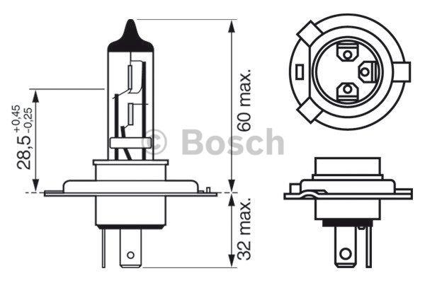  Лампа галогенная H4 12V 1987302047 Bosch 1 987 302 047