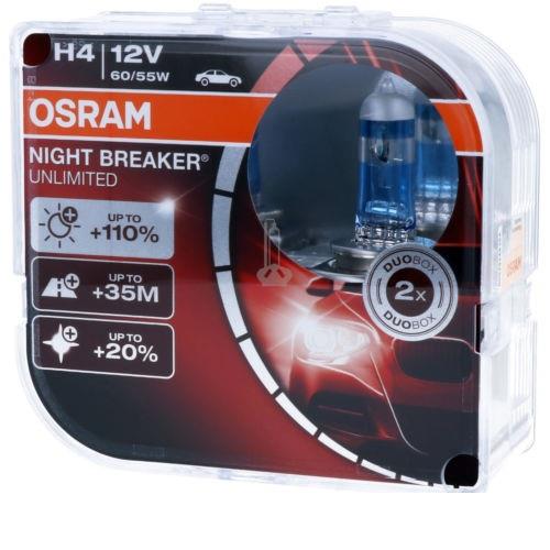  Лампа галогенная Osram Night Breaker Unlimited +110% H4 12V 6055W 2 шт.64193NBUDUOBOX Osram 64193 NBU DUOBOX