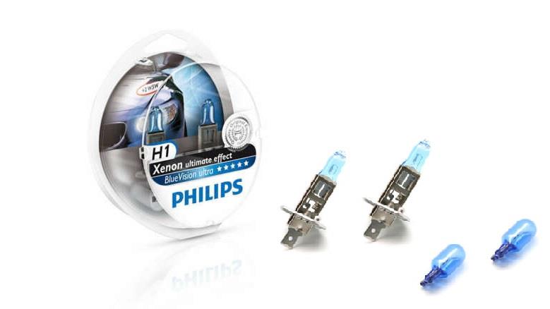  Лампа галогенная Philips BlueVision Ultra H1 +W5W 12V 55W 2+2 шт.12258BVUSM Philips 12258BVUSM