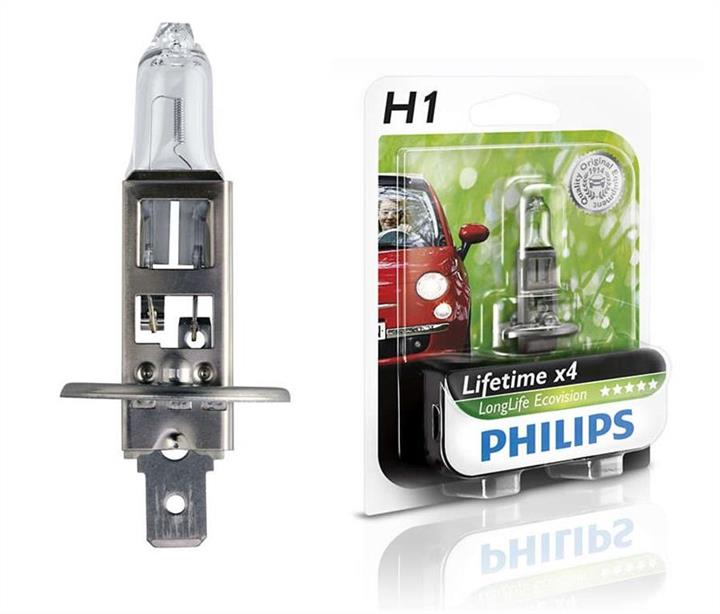  Лампа галогенная Philips LongLife EcoVision H1 12V 55W 12258LLECOB1 Philips 12258LLECOB1