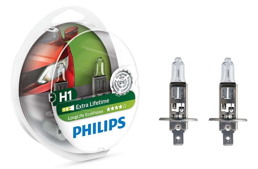  Лампа галогенная Philips LongLife EcoVision H1 12V 55W 2 шт.12258LLECOS2 Philips 12258LLECOS2