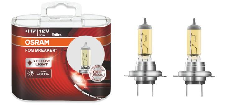  Лампа галогенная Osram FOG BREAKER Off-Road +60% H7 12V 55W Yellow Light 2 шт.62210FBRHCB Osram 62210FBR-HCB