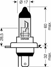  Лампа галогенная Osram Cool Blue Intense H4 12V 6055W 2 шт.64193CBI02B Osram 64193CBI-02B