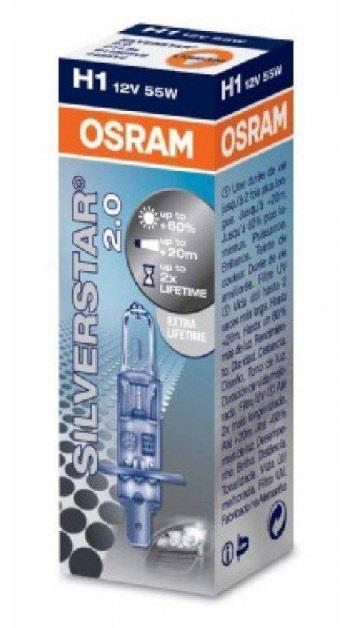  Лампа галогенная Osram Silverstar +60% H1 12V 55W 64150SV2 Osram 64150SV2