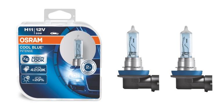  Лампа галогенная Osram Cool Blue Intense +20% H11 12V 55W 4200K 2 шт.64211CBIHCB Osram 64211CBI-HCB