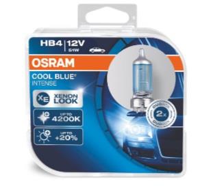  Лампа галогенная Osram Cool Blue Intense +20% HB4 12V 51W 4200K 2 шт.9006CBIHCB Osram 9006CBI-HCB