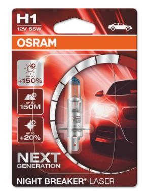  Лампа галогенная Osram Night Breaker Laser +150% H1 12V 55W 64150NL01B Osram 64150NL-01B