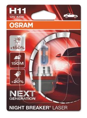  Лампа галогенная Osram Night Breaker Laser +150% H11 12V 55W 64211NL01B Osram 64211NL-01B