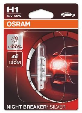  Лампа галогенная Osram Night Breaker Silver +100% H1 12V 55W 64150NBS01B Osram 64150NBS-01B