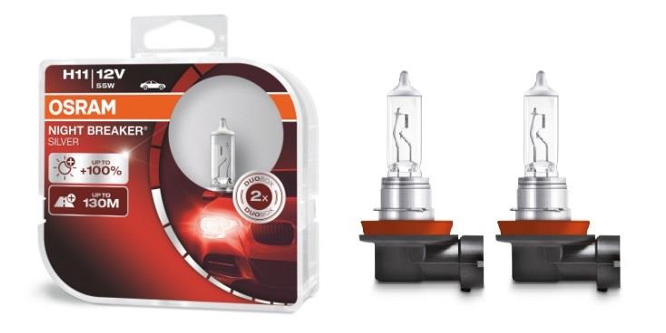  Лампа галогенная Osram Night Breaker Silver +100% H11 12V 55W 2 шт.64211NBSHCB Osram 64211NBS-HCB