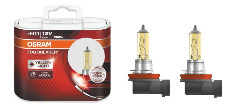  Лампа галогенная Osram FOG BREAKER Off-Road +60% H11 12V 55W Yellow Light 2 шт.64211FBRHCB Osram 64211FBR-HCB