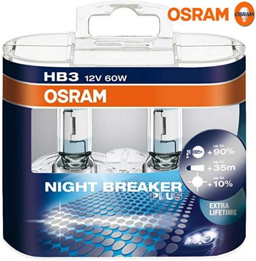  Лампа галогенная Osram Night Breaker Plus +90% HB3 12V 60W 2 шт.9005NBPHCB Osram 9005NBP-HCB