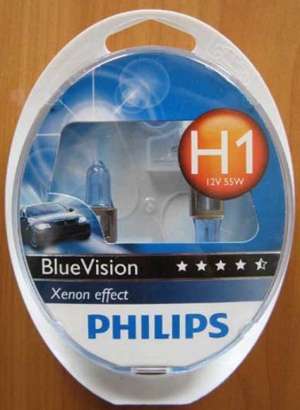  Лампа галогенная Philips BlueVision H1 +W5W 12V 55W 2+2 шт.12258BVSM Philips 12258BVSM