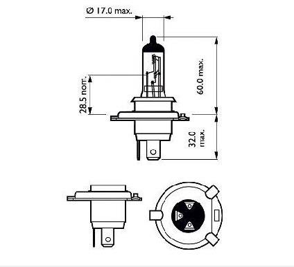  Лампа галогенная Philips VisionPlus +60% H4 12V 6055W 2 шт.12342VPS2 Philips 12342VPS2