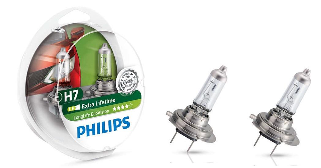  Лампа галогенная Philips LongLife EcoVision H7 12V 55W 2 шт.12972LLECOS2 Philips 12972LLECOS2