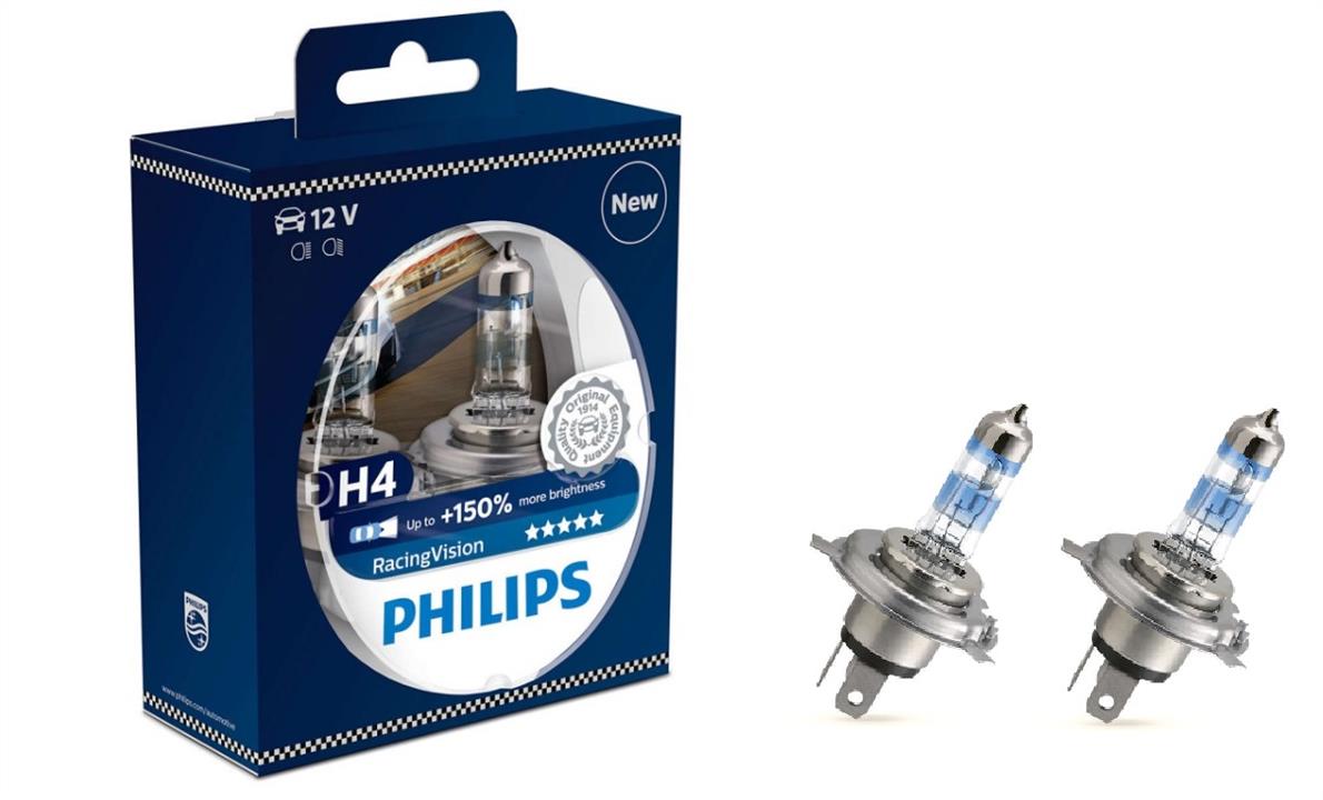  Лампа галогенная Philips RacingVision +150% H4 12V 6055W 2 шт.12342RVSX Philips 12342RVSX