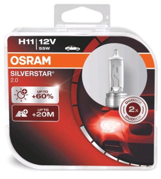  Лампа галогенная Osram Silverstar +60% H11 12V 55W 2 шт.64211SV2DUO Osram 64211SV2-DUO