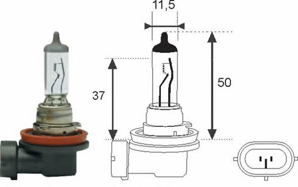  Лампа галогенная H8 12V 35W 002547100000 Magneti marelli 002547100000