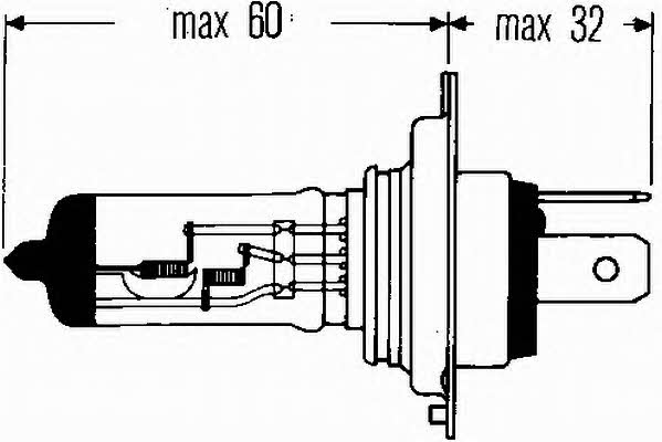  Лампа галогенная H4 12V 6055W 8GJ002525001 Hella 8GJ 002 525-001