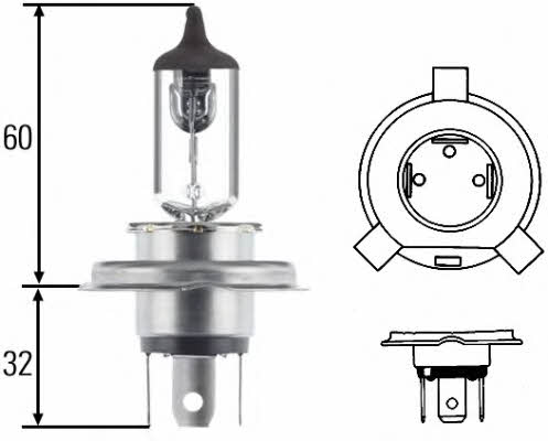  Лампа галогенная H4 24V 7570W 8GJ002525258 Hella 8GJ 002 525-258