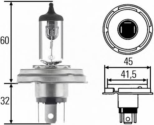  Лампа галогенная H4 12V 6055W 8GJ004173121 Hella 8GJ 004 173-121