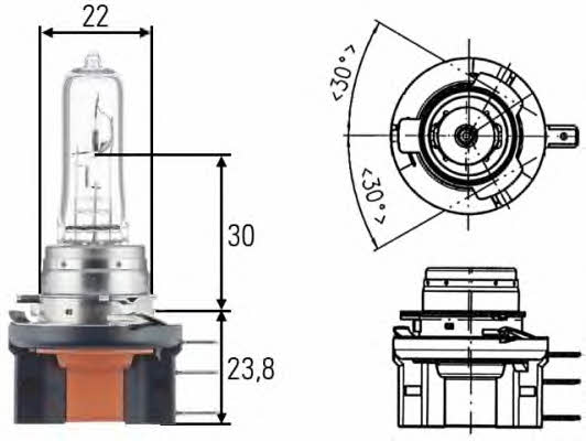  Лампа галогенная H15 24V 2060W 8GJ168119241 Hella 8GJ 168 119-241