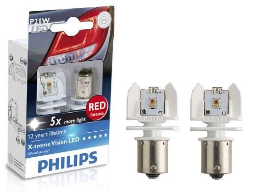  Лампа светодиодная Philips X-treme Vision LED P21W 12V BA15s 2 шт.12898RX2 Philips 12898RX2