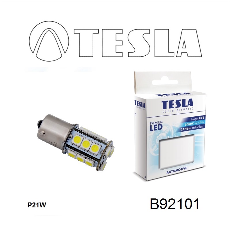  Лампа светодиодная P21W 12V BA15s B92101 Tesla B92101