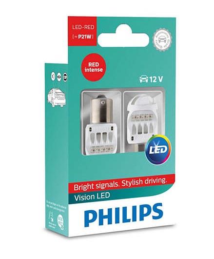  Лампа светодиодная Philips X-treme Vision LED P21W 12V BA15s RED 2 шт.12839REDX2 Philips 12839REDX2