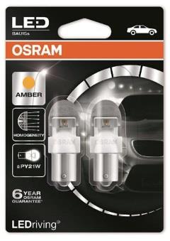  Лампа светодиодная Osram LEDriving Standart PY21W 12V BAU15s 2 шт.7557YE02B Osram 7557YE-02B