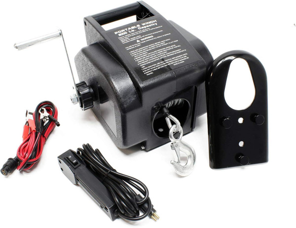  Лебедка переносная 12V Electric Winch 2000lbs  907 кг.на фаркоп стальной трос